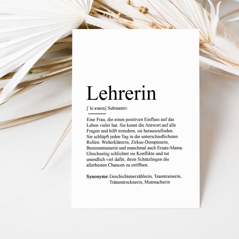Postkarte LEHRERIN Definition - 1