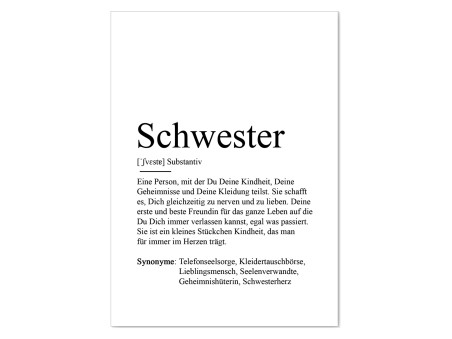 Postkarte SCHWESTER Definition - 4