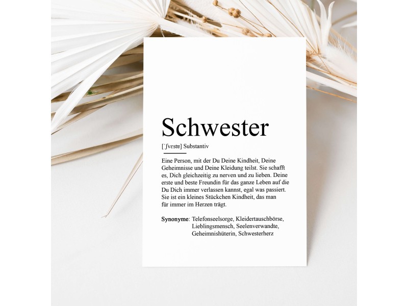 Postkarte SCHWESTER Definition - 1