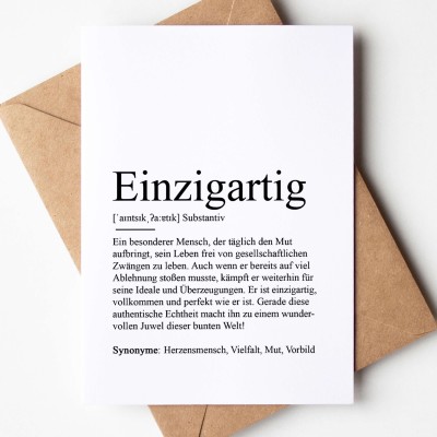 Grußkarte EINZIGARTIG Definition - 1